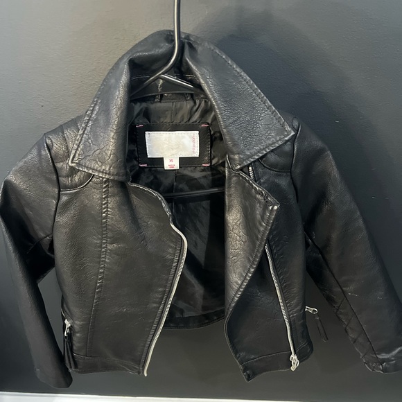 Little Girls Side Zip Fux Leather Jacket - Picture 1 of 4